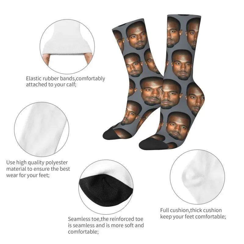 Ye Old Socks — Kanye West Face-Print Crew Socks